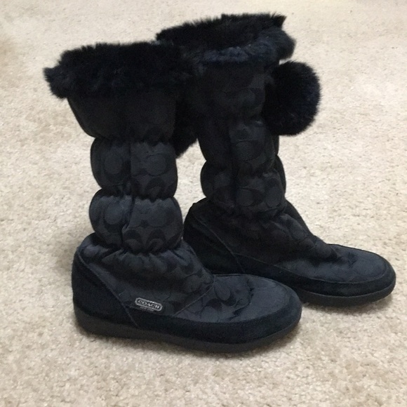 Coach Shoes Coach Theona Black Fur Trimmed Snow Boots Size 6 Poshmark